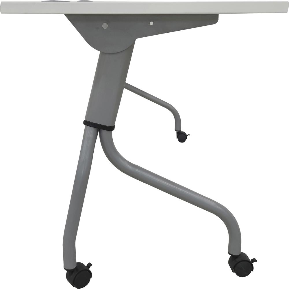 Lorell Flip Top Training Table - White Rectangle Top - Silver Folding Base - 4 Legs - 23.60" Table Top Length x 48" Table Top Width - 29.50" Height - Assembly Required - Melamine Top Material - 1 Each. Picture 8