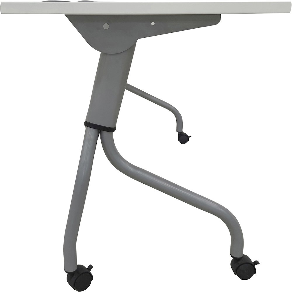 Lorell Flip Top Training Table - White Top - Silver Base - 4 Legs - 23.60" Table Top Length x 60" Table Top Width - 29.50" Height - Assembly Required - Melamine Top Material - 1 Each. Picture 11
