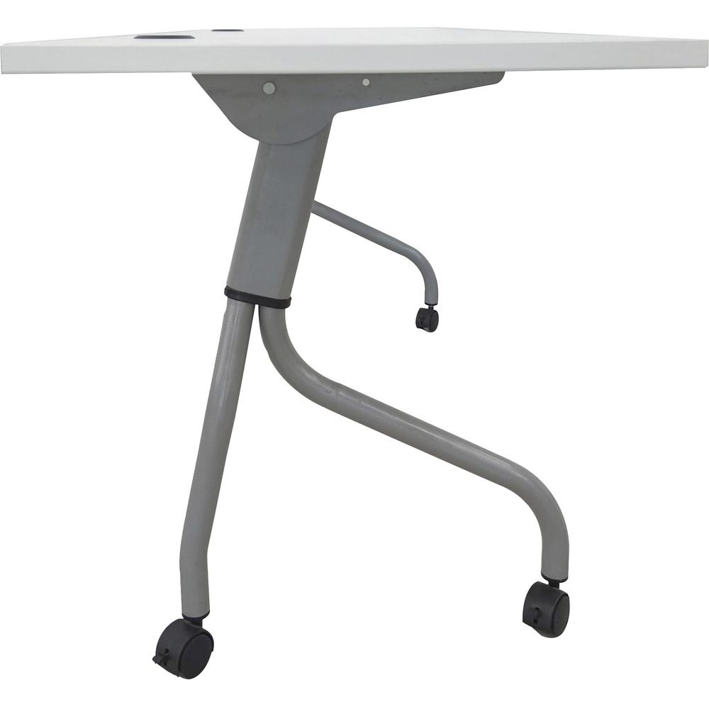 Lorell Flip Top Training Table - White Top - Silver Base - 4 Legs - 23.60" Table Top Length x 72" Table Top Width - 29.50" Height - Assembly Required - Melamine Top Material - 1 Each. Picture 8