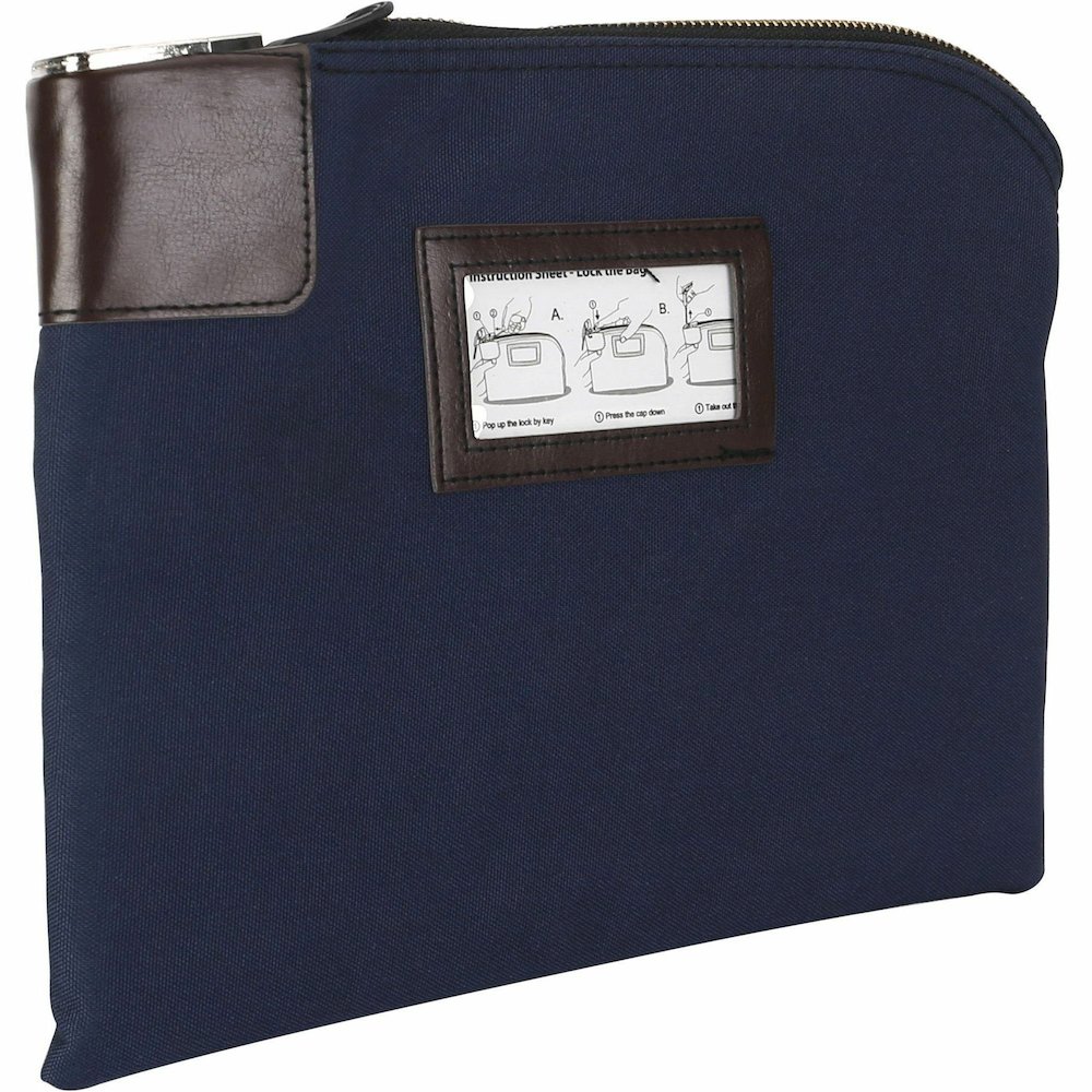 Sparco Locking Currency Bag - 11" Length x 8.50" Width - Navy - Coin, Currency, Document - 1 Pack. Picture 7