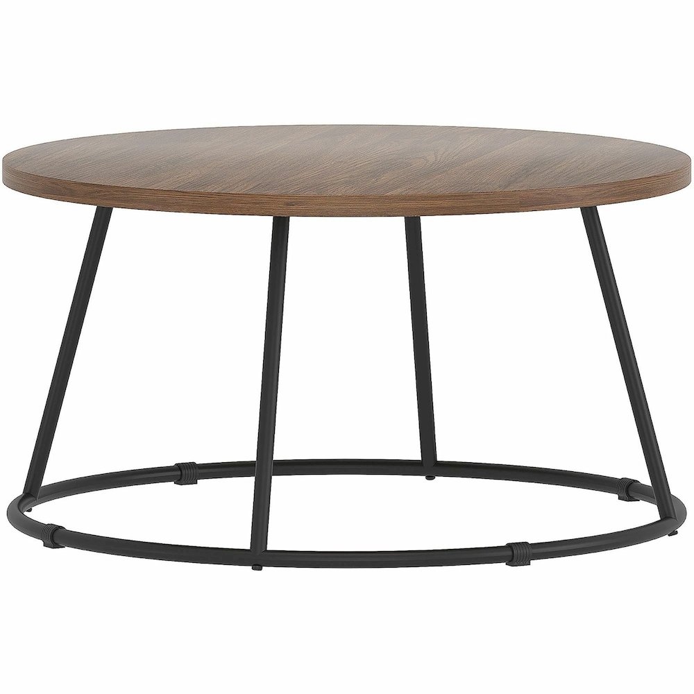Lorell Accession Coffee Table - Walnut Round Top - Powder Coated Four Leg Base - 4 Legs - 200 lb Capacity - 1" Table Top Thickness x 31.50" Table Top Diameter - 16.75" Height - Assembly Required - Lam. Picture 9