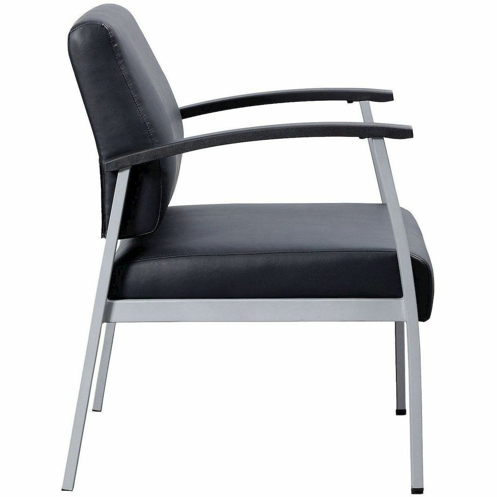 Lorell Healthcare Reception Big & Tall Antimicrobial Guest Chair - Vinyl Seat Material - Vinyl Back Material - Powder Coated Silver Frame Color - Steel Frame Material - Four-legged Base - Black, Silve. Picture 14