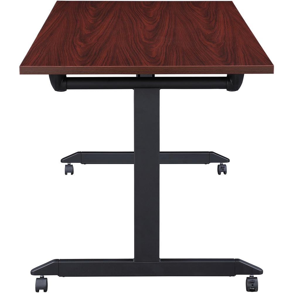 Lorell Mobile Folding Training Table - Rectangle Top - Powder Coated Base - 200 lb Capacity - 63" Table Top Width - 29.50" Height x 63" Width x 29.50" Depth - Assembly Required - Brown - Laminate Top . Picture 7