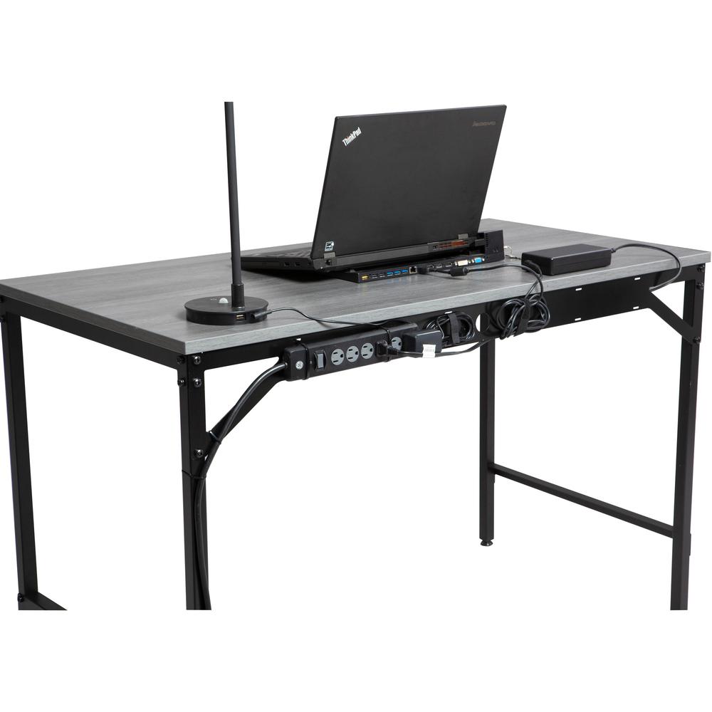 Safco Simple Study Desk - Neowalnut Rectangle, Laminated Top - Black Powder Coat Four Leg Base - 4 Legs x 45.50" Table Top Width x 23.50" Table Top Depth x 0.75" Table Top Thickness - 29.50" Height - . Picture 11