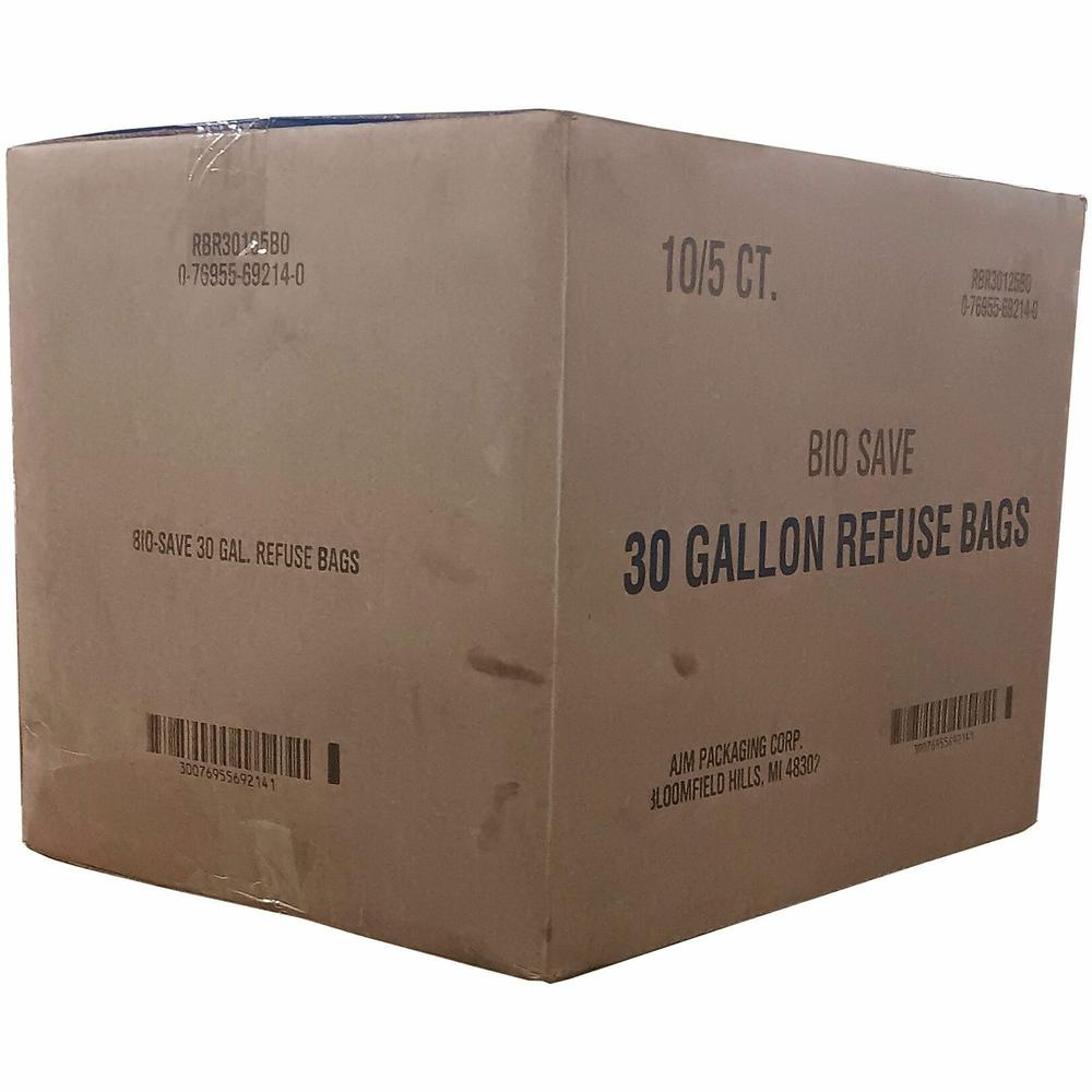 Bio Save Bio-Save 30-gallon Lawn & Leaf Bags - 30 gal Capacity - 12" Length x 16" Width - Brown - Kraft - Waste Disposal - Recycled - 50 / Carton. Picture 2