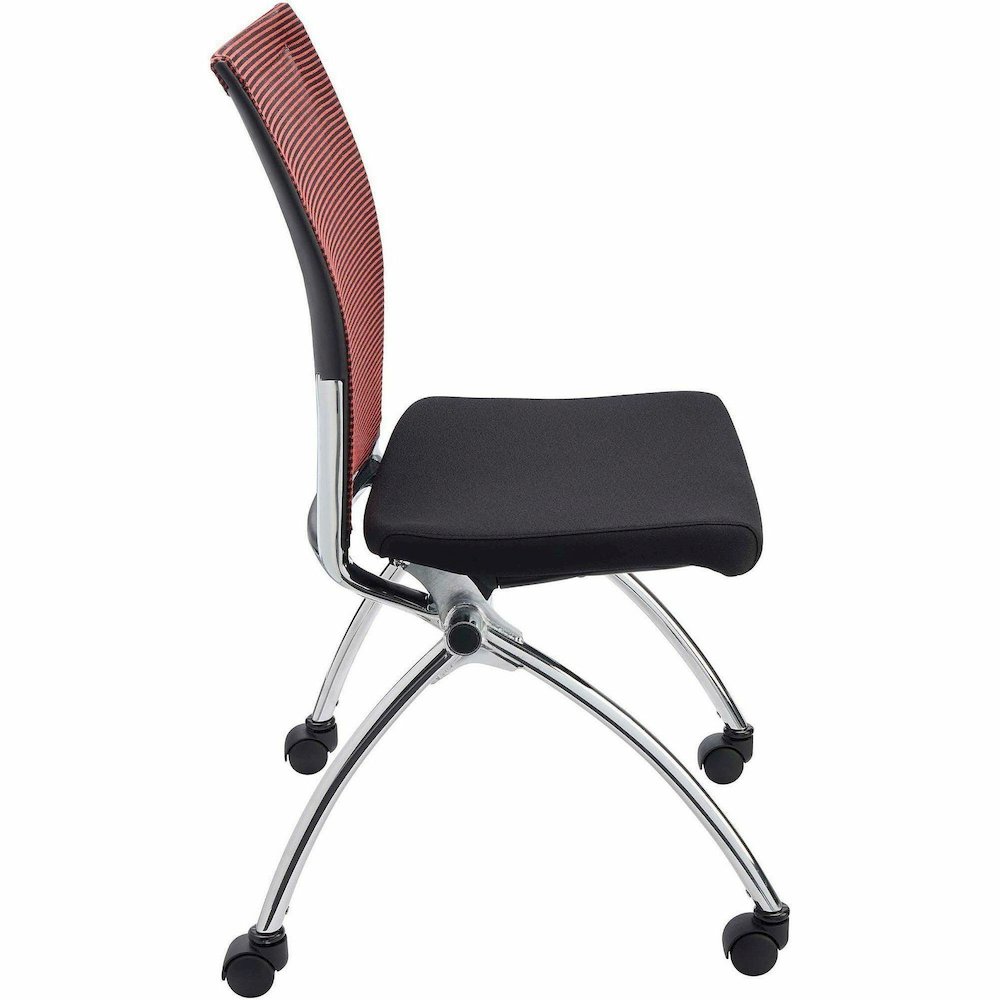 Safco Valore High Back Training Chair - Black Foam Seat - Red Back - Steel, Chrome Frame - High Back - Four-legged Base - 2 / Carton. Picture 3