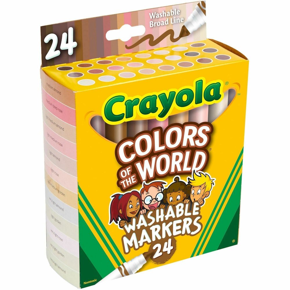 Crayola Colors Of The World Marker - Washable - Deepest Almond, Medium Golden, Light Rose Ink - 24 / Pack. Picture 10
