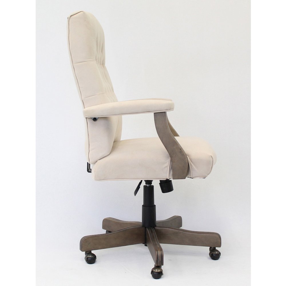 Boss Executive Commercial Linen Chair - Champagne Seat Color - Velvet, Linen Seat Material - Champagne Back Color - Velvet, Linen Back Material - Driftwood Frame Color - Mid Back - 5-star Base - Armre. Picture 9