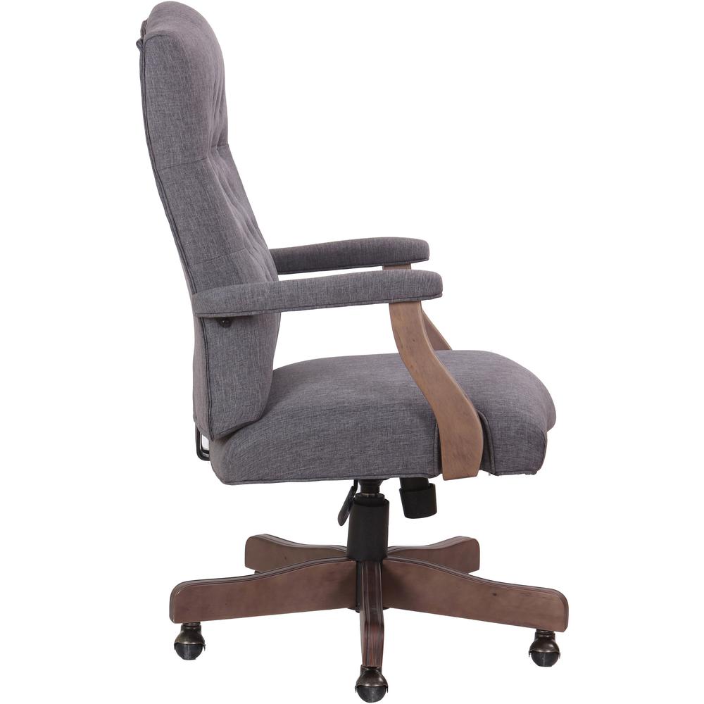 Boss Executive Commercial Linen Chair - Slate Gray Linen Seat - Slate Gray Linen Back - Driftwood Frame - Mid Back - 5-star Base - Armrest - 1 Each. Picture 5