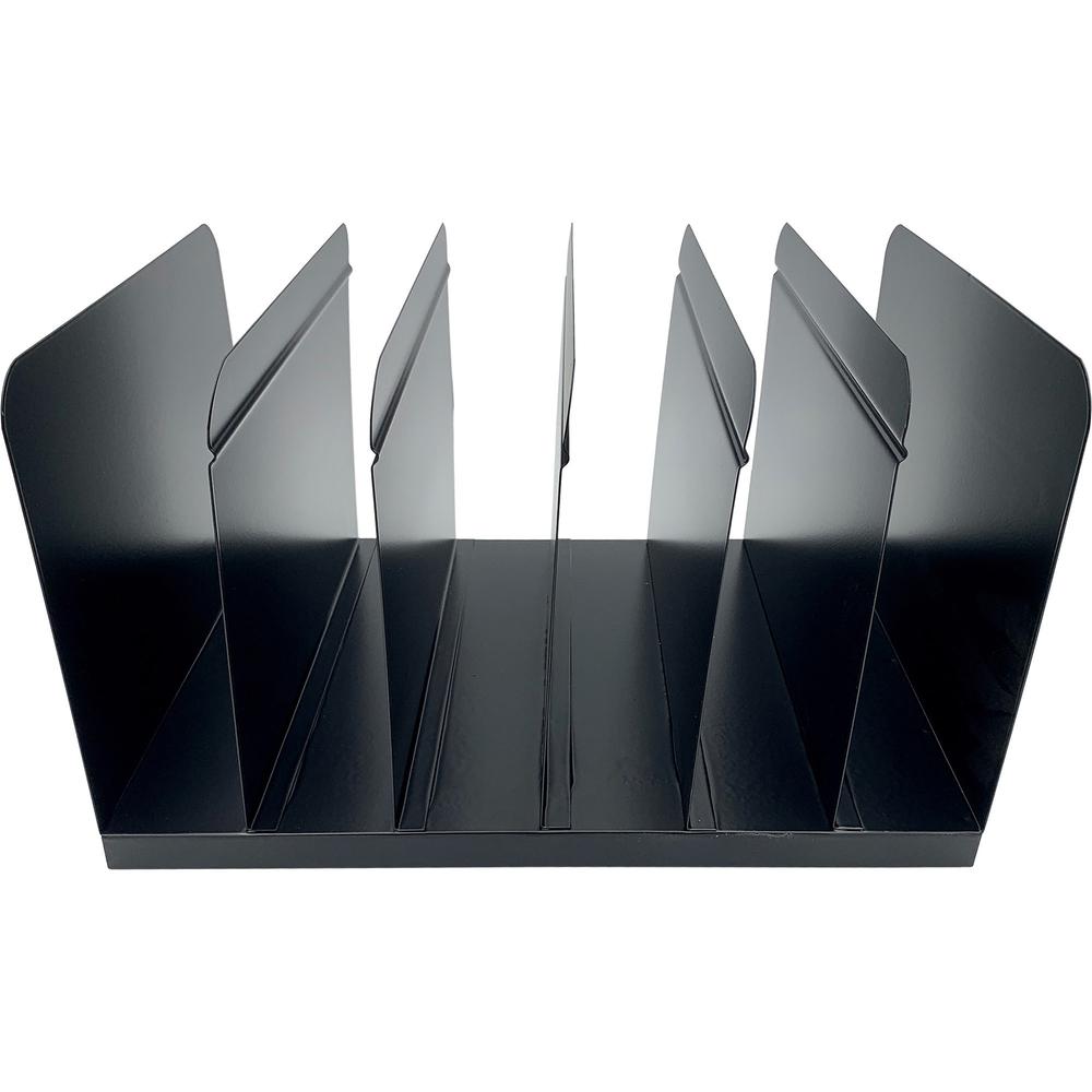 Huron 6-slot Vertical Book Rack - 6 Compartment(s) - Vertical - 9" Height x 15" Width x 11" Depth - Durable - Black - Steel - 1 Each. Picture 3