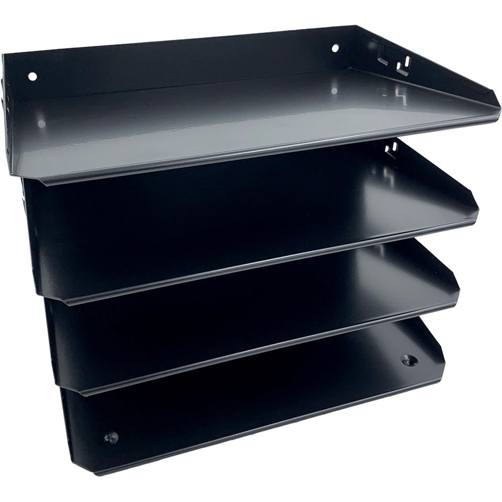 Huron Horizontal Slots Desk Organizer - 4 Compartment(s) - Horizontal - 9" Height x 12" Width x 8.66" Depth - Durable - Black - Steel - 1 Each. Picture 5