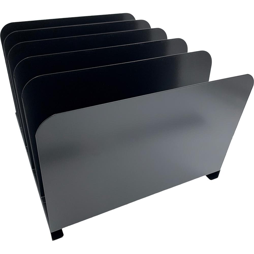 Huron Vertical Desk Organizer - 5 Compartment(s) - Vertical - 7.75" Height x 11" Width x 12.50" Depth - Durable - Black - Steel - 1 Each. Picture 4