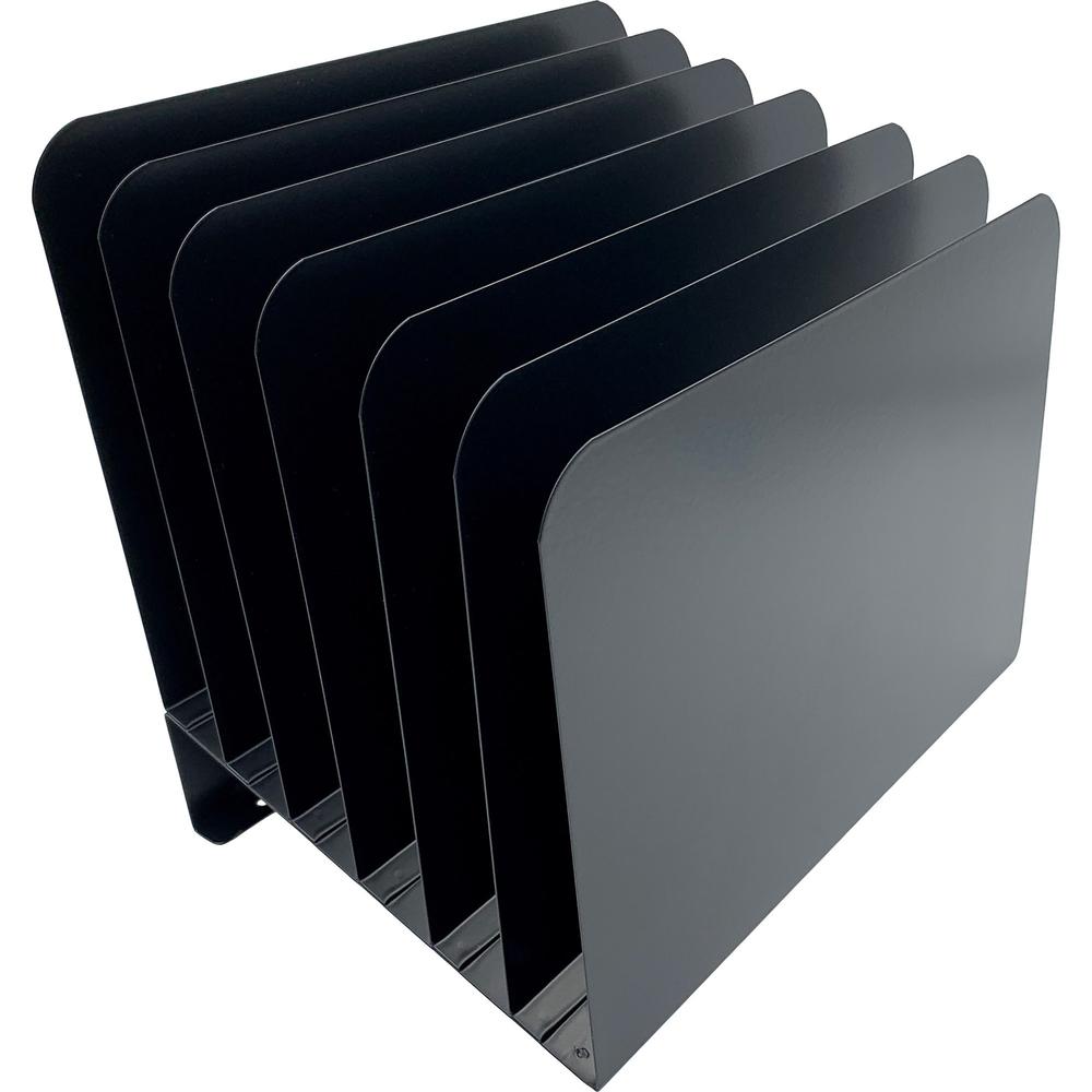 Huron Slanted Vertical Slots Desktop Organizer - 8 Compartment(s) - Vertical - 10" Height x 9.75" Width x 11" Depth - Durable - Black - Steel - 1 Each. Picture 2