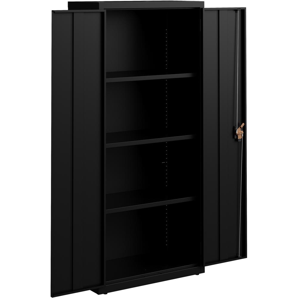 Lorell Fortress Series Slimline Storage Cabinet - 30" Width x 15" Depth x 66" Height - 4 x Shelf(ves) - 720 lb Load Capacity - Durable, Welded, Nonporous Surface, Recessed Handle, Removable Lock, Lock. Picture 10