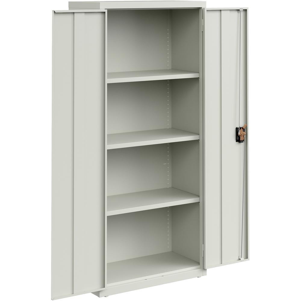 Lorell Fortress Series Slimline Storage Cabinet - 30" x 15" x 66" - 4 x Shelf(ves) - 720 lb Load Capacity - Durable, Welded, Nonporous Surface, Recessed Handle, Removable Lock, Locking System - Light . Picture 5