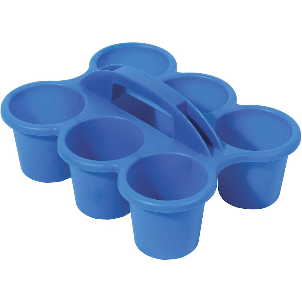 Deflecto Antimicrobial Kids 6 Cup Caddy - 6 Compartment(s) - 5.29" Height x 12.07" Width x 9.55" Depth - Lightweight, Portable, Antimicrobial, Easy to Clean, Handle, Stackable, Mildew Resistant - Blue. Picture 8