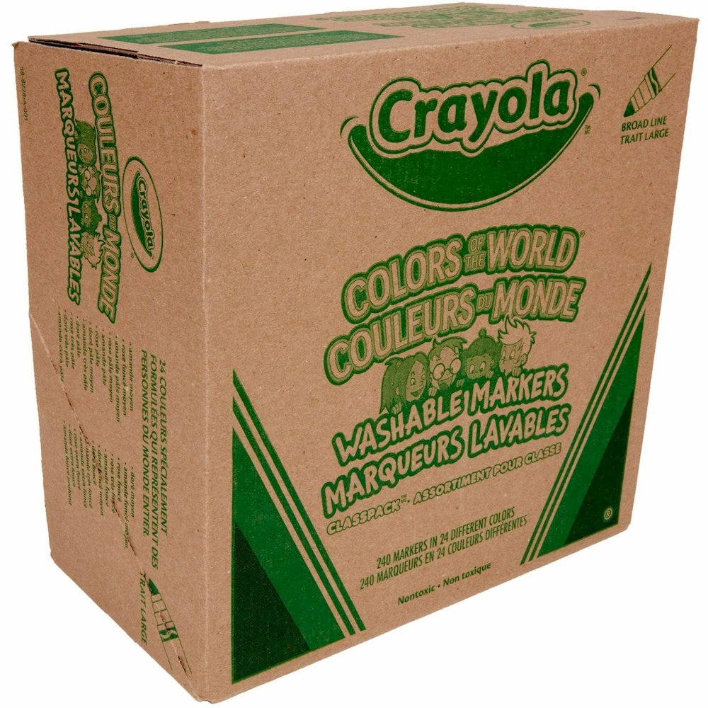 Crayola Multicultural Colors Washable Markers - Washable - Assorted, Almond, Gold, Rose Ink - 240 / Box. Picture 14