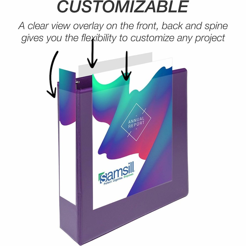 Samsill Durable View Binders - 2" Binder Capacity - Letter - 8 1/2" x 11" Sheet Size - 475 Sheet Capacity - 3 Ring - Fastener: D-Ring - Pocket: 2, Internal - Polypropylene, Chipboard - Assorted - Dura. Picture 9