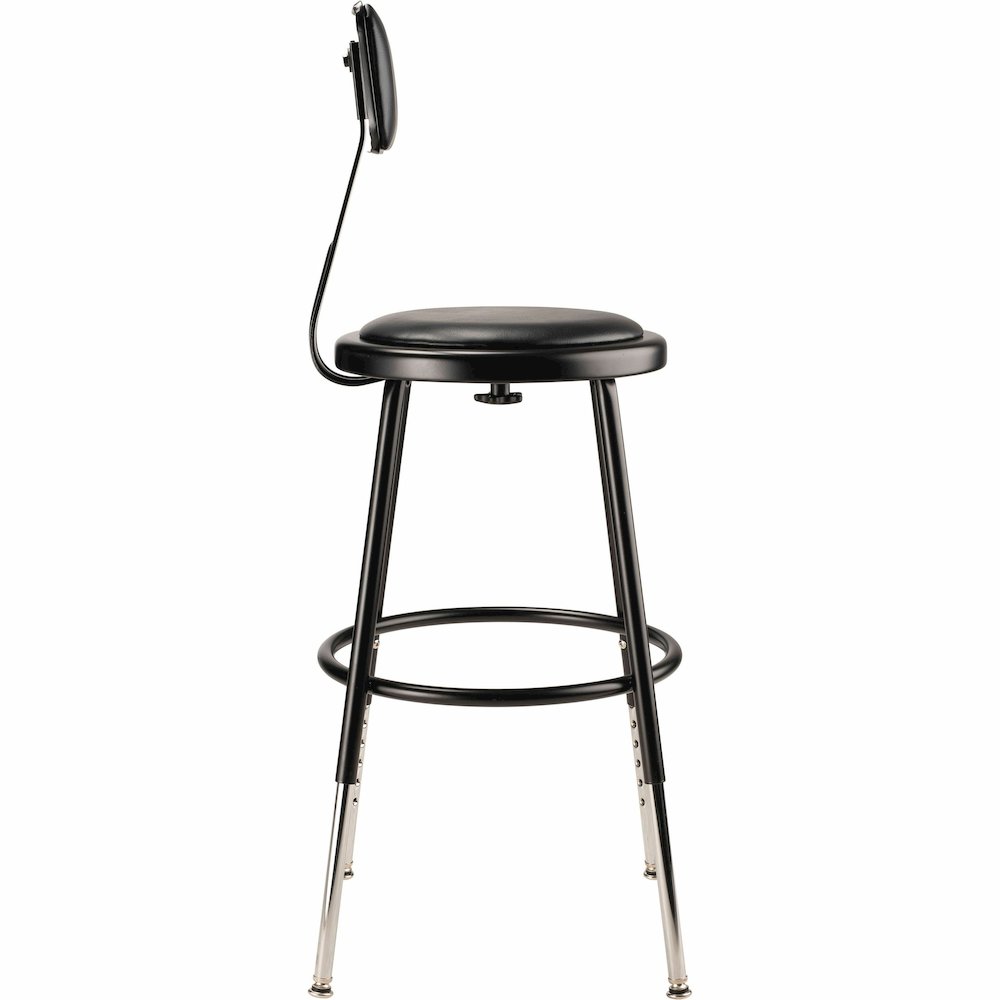 National Public Seating 6400 Series Heavy-Duty Padded Stools - Black Seat Color - Vinyl, Medium Density Fiber (MDF) Seat Material - Black Frame Color - Steel Frame Material - Four-legged Base - Black . Picture 13