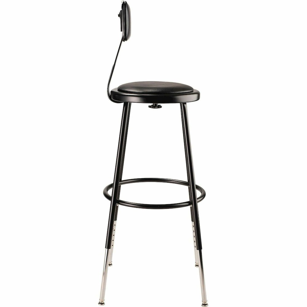 National Public Seating 6400 Series Heavy-Duty Padded Stools - Black Seat Color - Vinyl, Medium Density Fiber (MDF) Seat Material - Black Frame Color - Steel Frame Material - Four-legged Base - Black . Picture 8