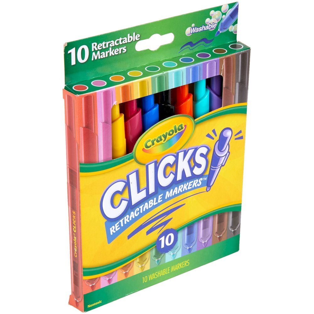 Crayola Marker - Retractable - Washable - Assorted Ink - Water Based - Assorted Plastic Barrel - 10 / Pack. Picture 7