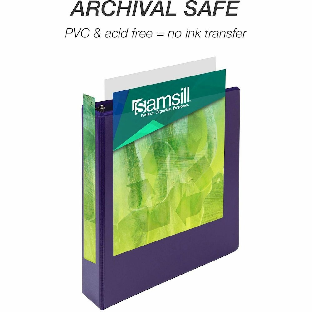 Samsill Earth's Choice Plant-based View Binders - 1 1/2" Binder Capacity - Letter - 8 1/2" x 11" Sheet Size - 3 Ring - Fastener: Round Ring - Chipboard, Polypropylene, Plastic - Purple - Recycled - Bi. Picture 15