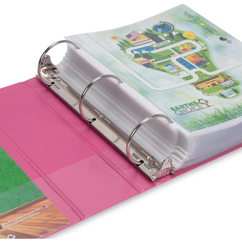 Samsill Earth's Choice Plant-based View Binders - 3" Binder Capacity - Letter - 8 1/2" x 11" Sheet Size - 3 Ring - Fastener: Round Ring - Pocket: 2 - Chipboard, Polypropylene, Plastic - Berry Pink - R. Picture 12
