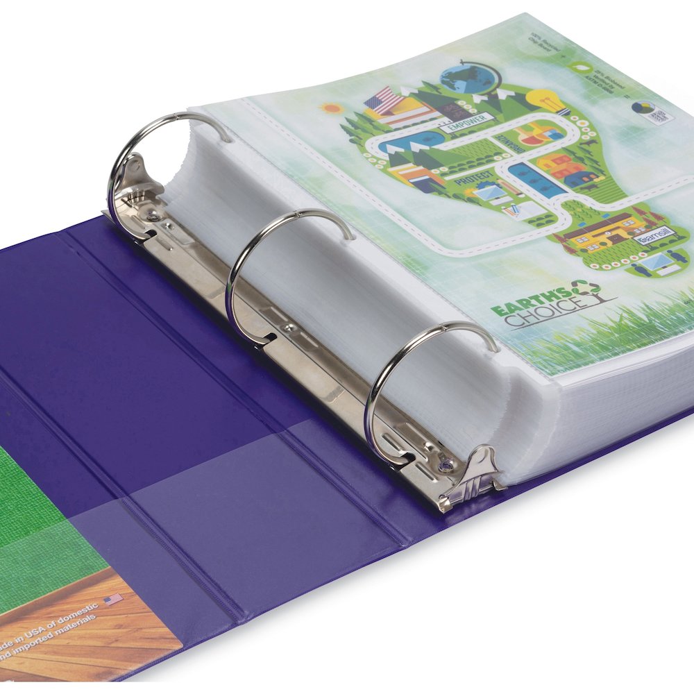 Samsill Earth's Choice Plant-based View Binders - 3" Binder Capacity - Letter - 8 1/2" x 11" Sheet Size - 3 Ring - Fastener: Round Ring - Chipboard, Polypropylene, Plastic - Purple - Recycled - Durabl. Picture 12