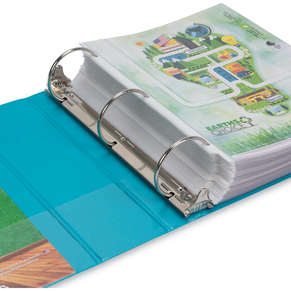 Samsill Earth's Choice Plant-based View Binders - 3" Binder Capacity - Letter - 8 1/2" x 11" Sheet Size - 3 Ring - Fastener: Round Ring - Pocket: 2 - Chipboard, Polypropylene, Plastic - Turquoise - Re. Picture 17