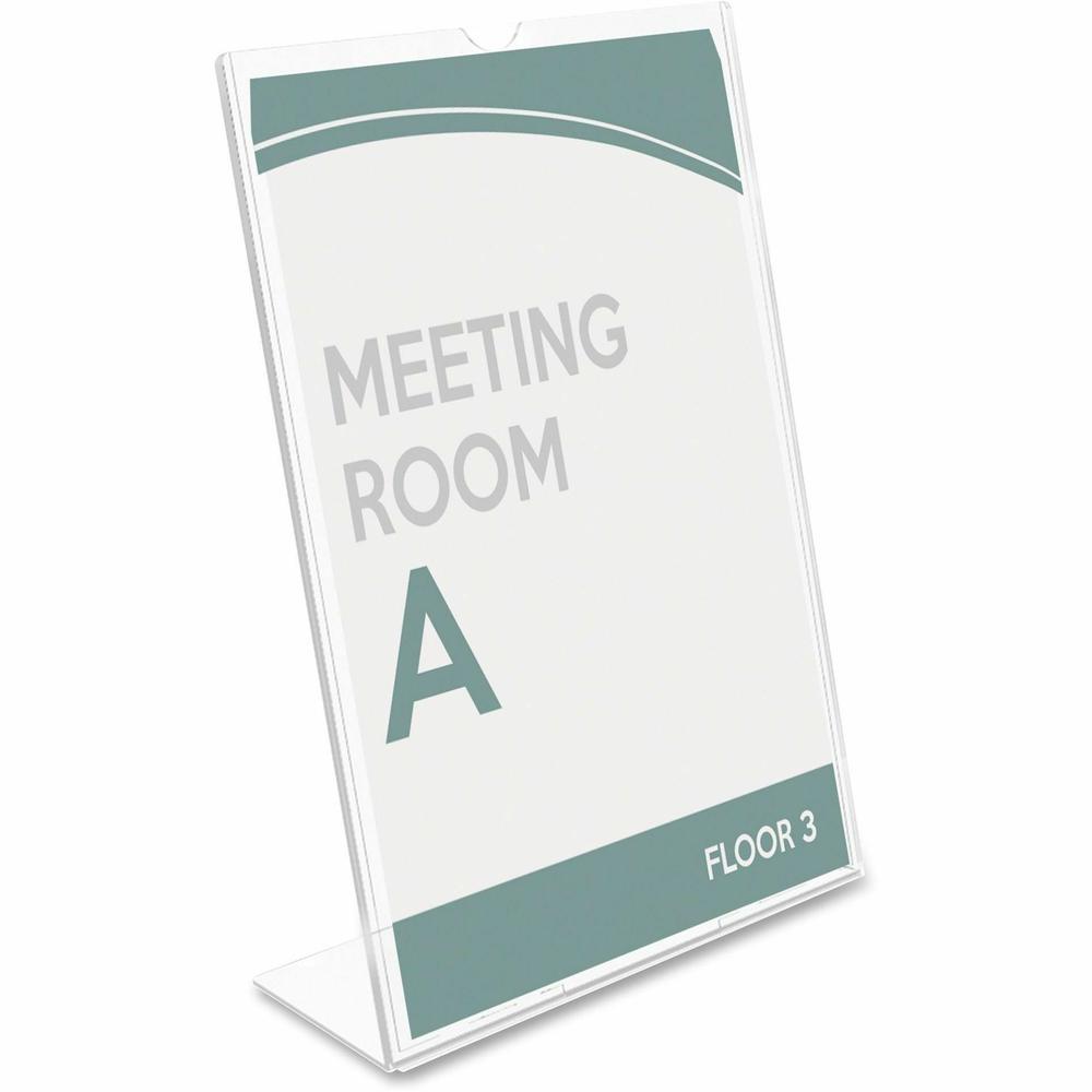 Deflecto Superior Image Slanted Sign Holders - 8.5" Width x 11" Height x 3.5" Depth - L-shaped Shape - Top Loading, Durable - Polystyrene - Clear - 12 / Carton. Picture 5