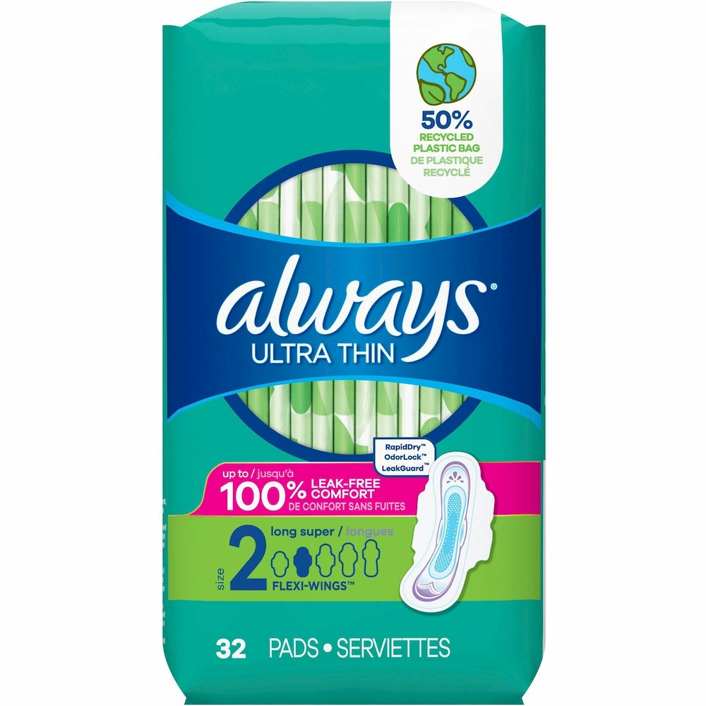 Always Flexi-Wing Ultra Thin Pads - With Wings - Super - Anti-leak, Absorbent, Odor-absorbing - 32 / Pack. Picture 4