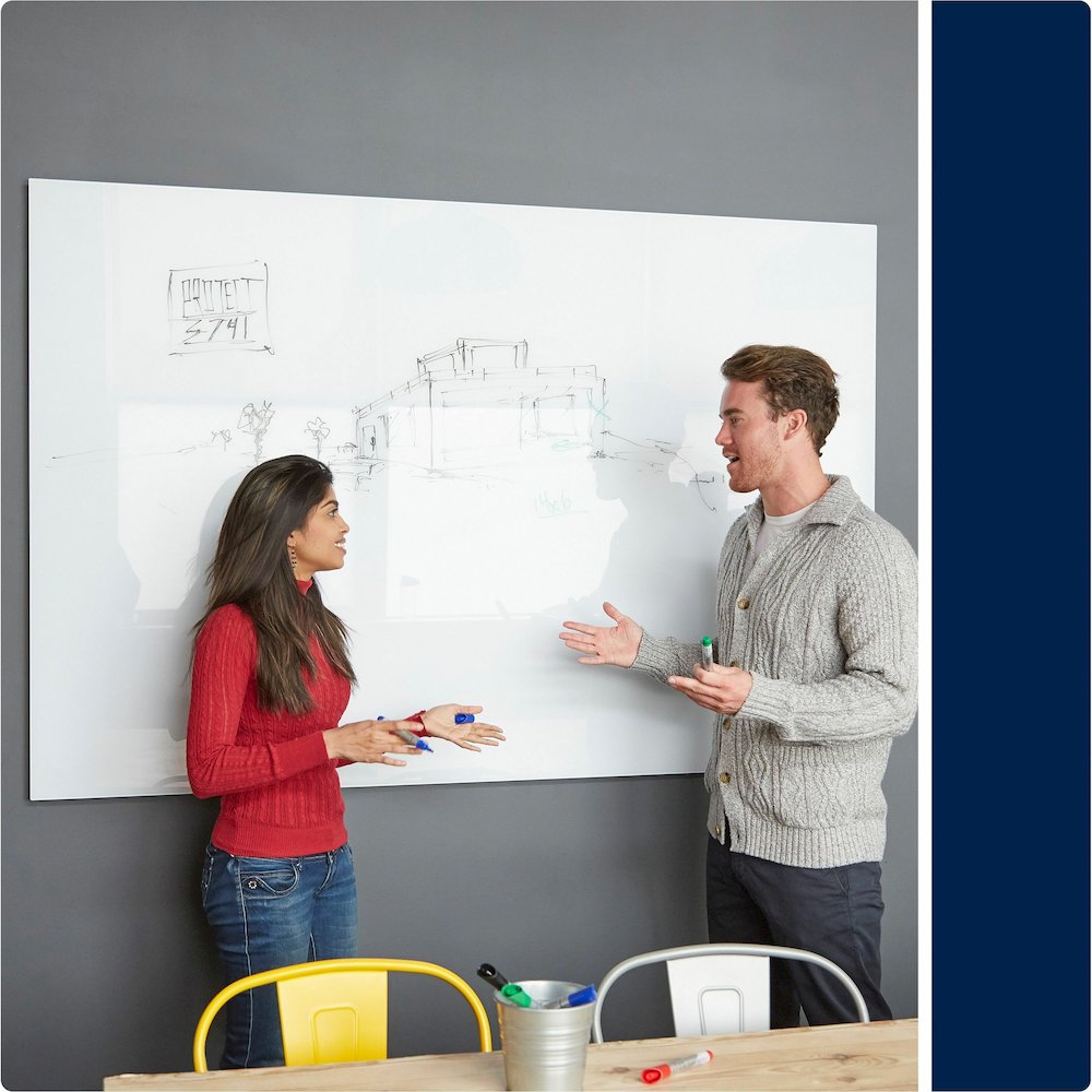 Quartet InvisaMount Magnetic Glass Board - 48" (4 ft) Width x 48" (4 ft) Height - White Glass Surface - Horizontal - Magnetic - Frameless, Accessory Tray, Non-absorbent, Stain Resistant, Ghost Resista. Picture 9