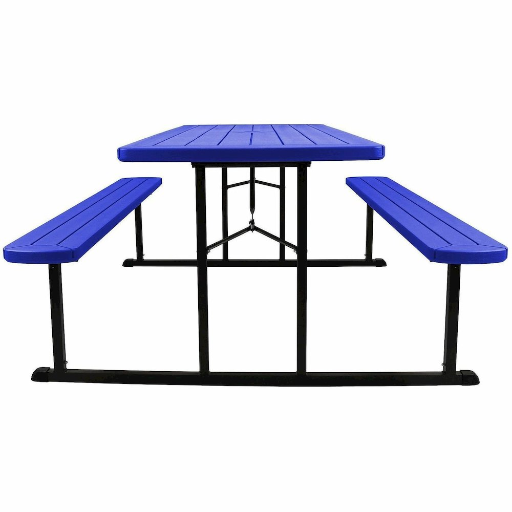 National Public Seating Folding Picnic Tables - Blue, Textured, Wood Grain Top - 8 Seating Capacity - 1800 lb Capacity x 32" Table Top Depth x 1.60" Table Top Thickness - 29.50" Height x 72" Width x 5. Picture 7