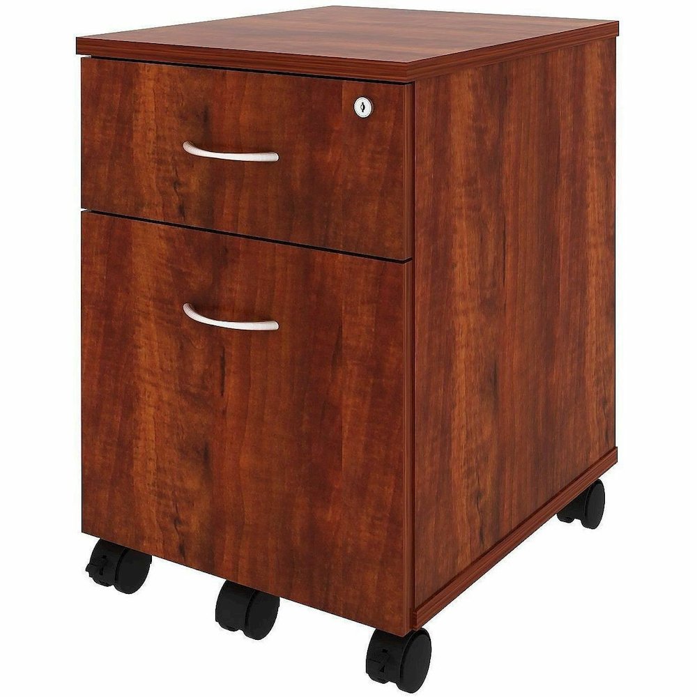 Lorell File Cabinet - for File, Box - Mobility - Cherry. Picture 11