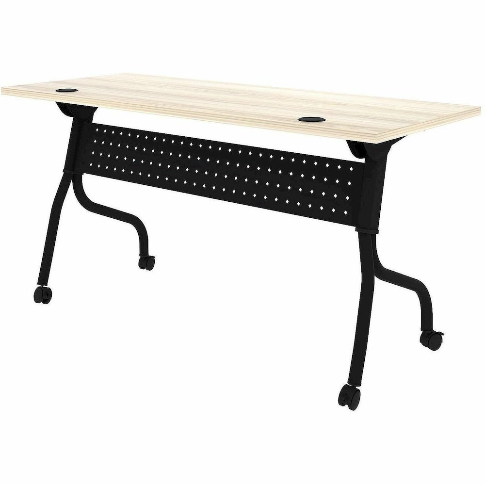 Lorell Modern Elm/Black Flip-Up Training Tables - Melamine Top - Black Four Leg Base - 4 Legs - 60" Table Top Width x 23.60" Table Top Depth - 29.50" Height - Training - Assembly Required - Modern Elm. Picture 14