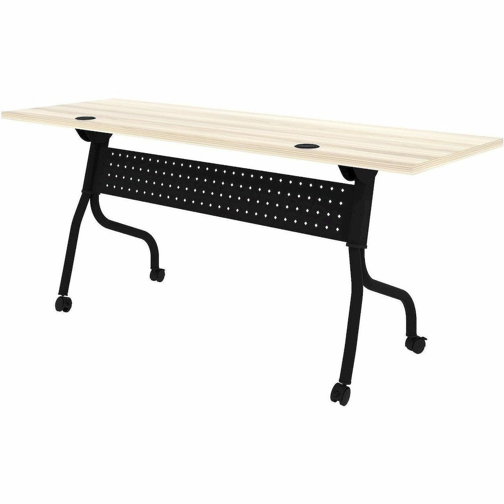 Lorell Modern Elm/Black Flip-Up Training Tables - Melamine Top - Black Four Leg Base - 4 Legs - 72" Table Top Width x 23.60" Table Top Depth - 29.50" Height - Training - Assembly Required - Modern Elm. Picture 14