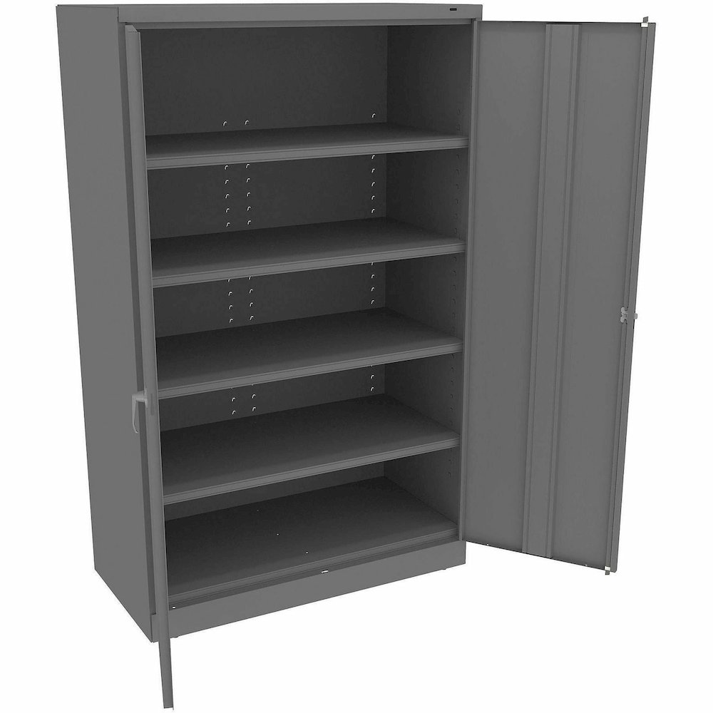 Tennsco Jumbo Storage Cabinet - 48" Width x 24" Depth x 78" Height - 4 x Shelf(ves) - 2 x Standard Door(s) - Locking System, Locking Door, Welded, Hinged Door, Leveler - Medium Gray - Steel, Nylon - R. Picture 4