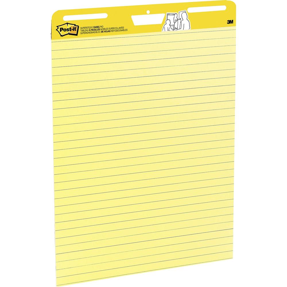 Post-it&reg; Self-Stick Easel Pads with Faint Rule - 30 Sheets - Stapled - Feint Blue Margin - 18.50 lb Basis Weight - 25" x 30" Sheet Size - Yellow Paper - Cardboard Cover - Self-adhesive, Reposition. Picture 5