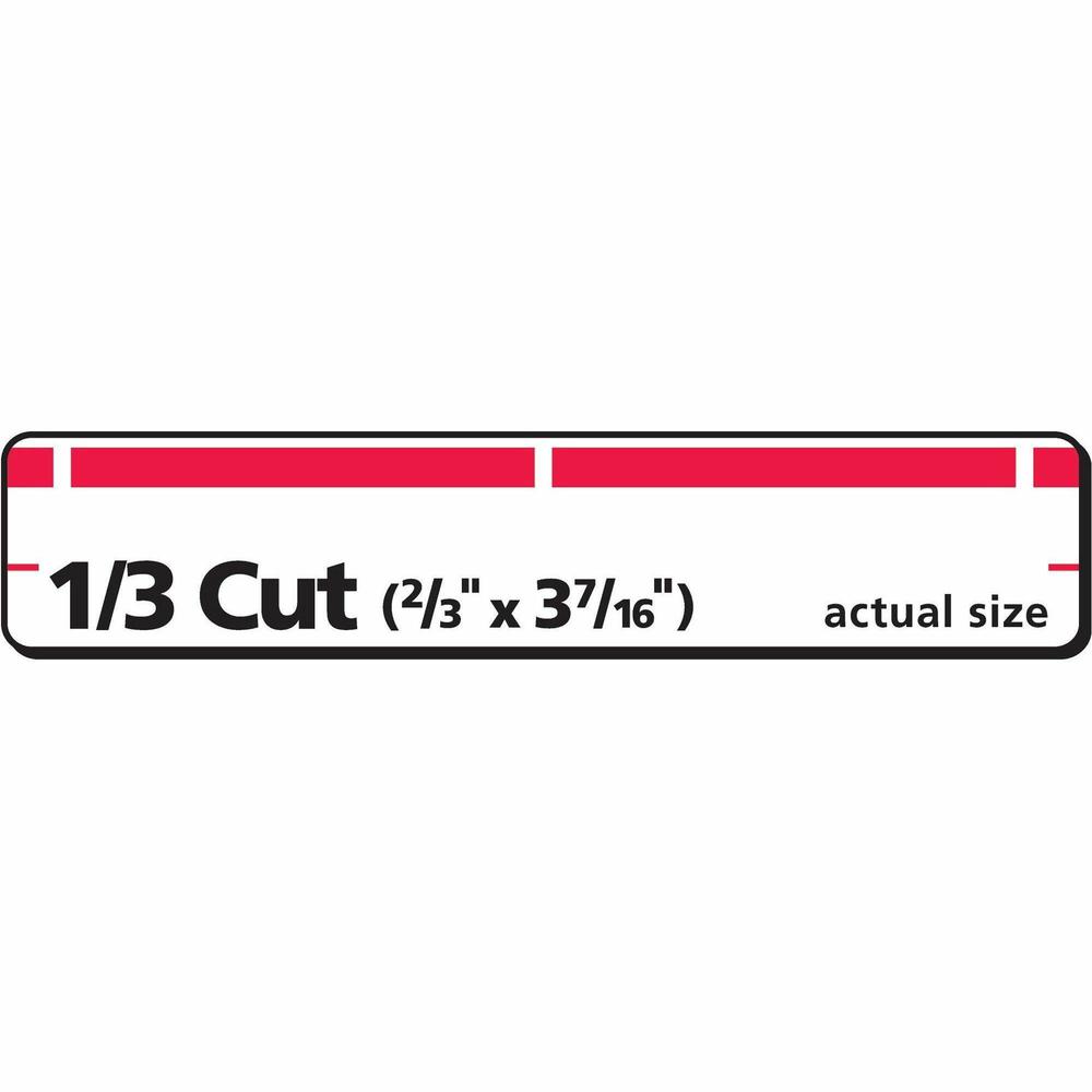 Avery&reg; TrueBlock File Folder Labels - 2/3" Width x 3 7/16" Length - Permanent Adhesive - Rectangle - Inkjet, Laser - Matte - Red - Paper - 30 / Sheet - 50 Total Sheets - 1500 Total Label(s) - 1500. Picture 7