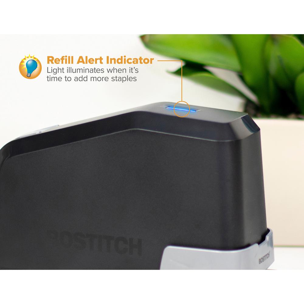 Bostitch Impulse 25 Electric Stapler - 25 Sheets Capacity - 210 Staple Capacity - Full Strip - 1/4" Staple Size - 1 Each - Black. Picture 10
