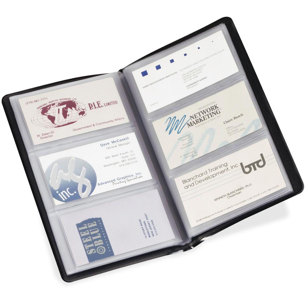 Cardinal Business Card File - 72 Capacity - 4.38" Width x 7.75" Length - Black Vinyl Cover. Picture 5