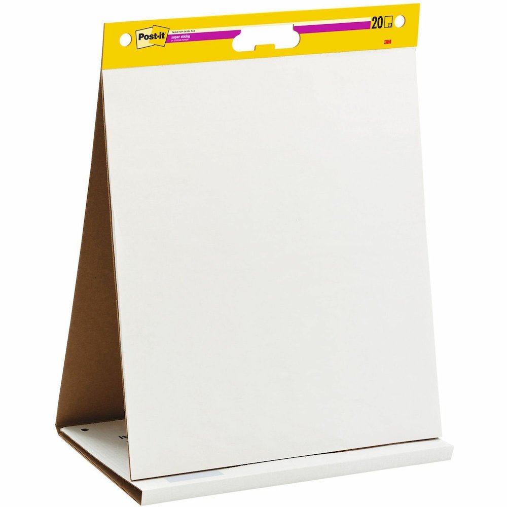 Post-it&reg; Tabletop Easel Pads - 20 Sheets - Plain - Stapled - 18.50 lb Basis Weight - 20" x 23" Sheet Size - White Paper - Cardboard Cover - Resist Bleed-through, Self-adhesive, Perforated, Built-i. Picture 6
