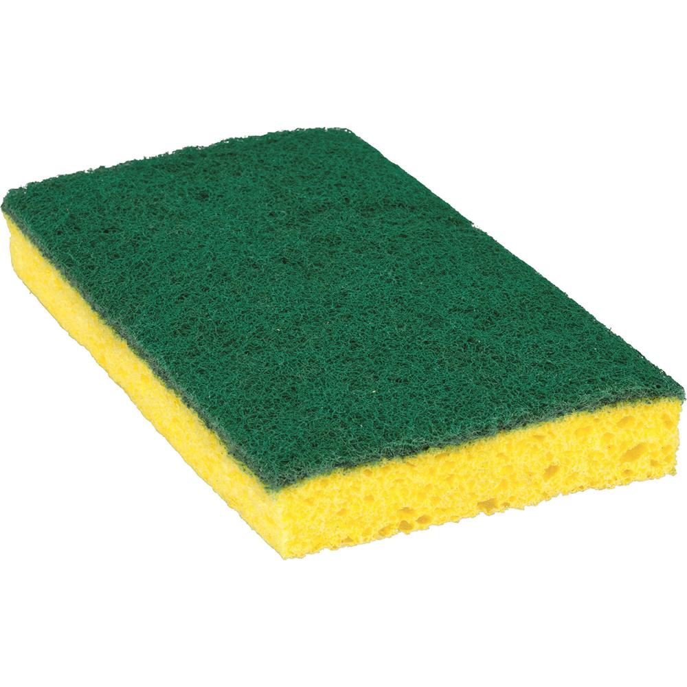 Scotch-Brite Medium-Duty Scrub Sponges - 6.3" Height x 3.5" Width - 20 / Carton - Cellulose - Yellow, Green. Picture 2
