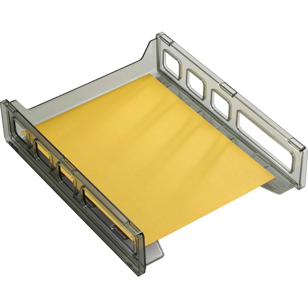 Officemate Front Load Letter Tray - 12.5" Height x 10.5" Width x 2.9" DepthDesktop - Stackable, Durable - Smoke - 1 Each. Picture 9