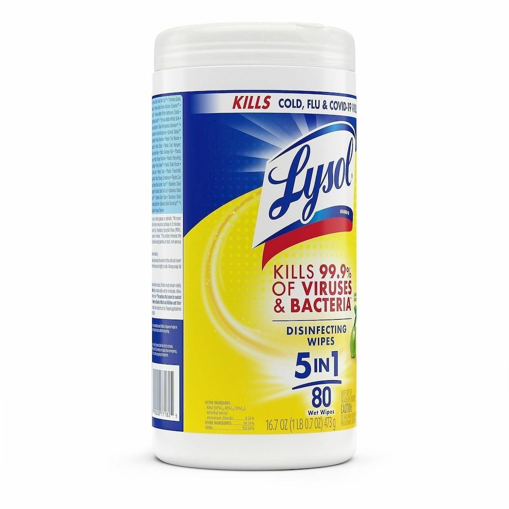 Lysol Disinfecting Wipes - Ready-To-Use - Lemon, Lime Blossom Scent - 7" Length x 7.25" Width - Bleach-free, Antibacterial, Disinfectant, Pre-moistened - White - 80/Tub - 6 / Carton. Picture 9