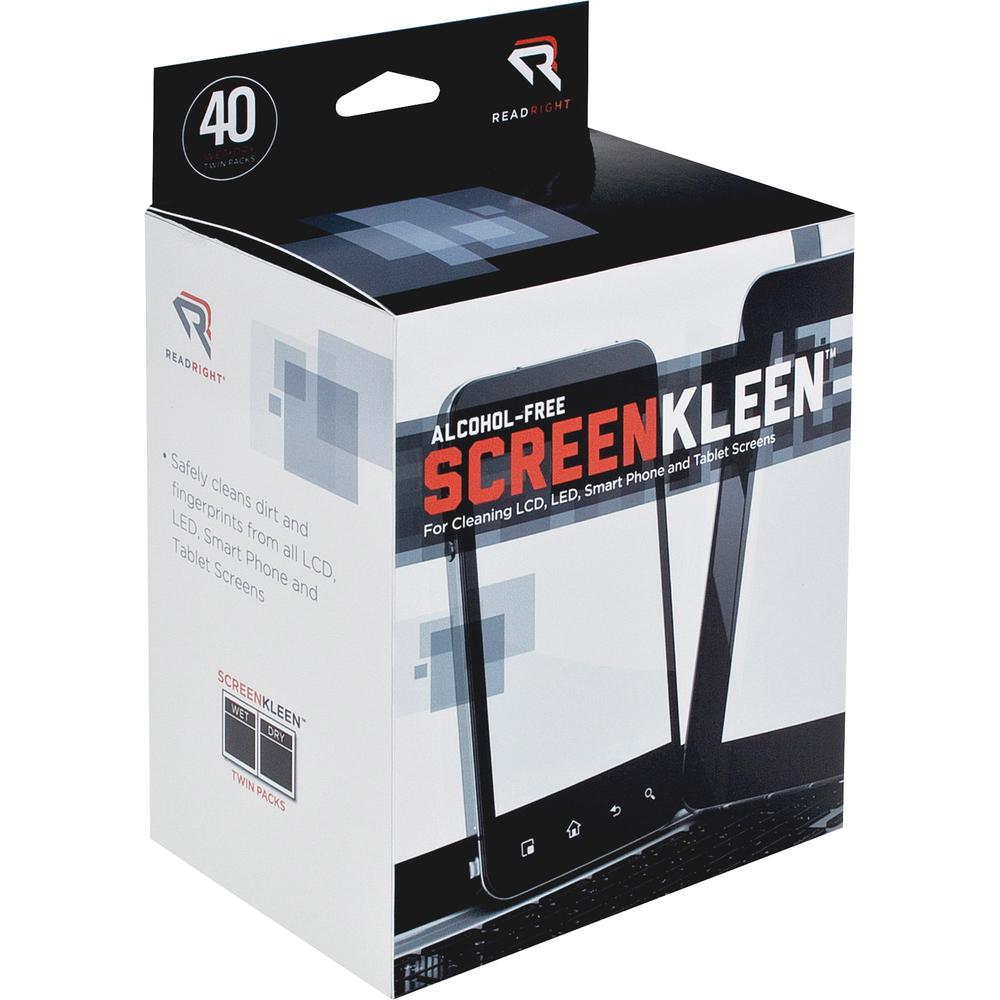 Read Right Alcohol-free LCD ScreenKleen Wipes - For PDA, Notebook, Display Screen - Alcohol-free - 80 / Box. Picture 7
