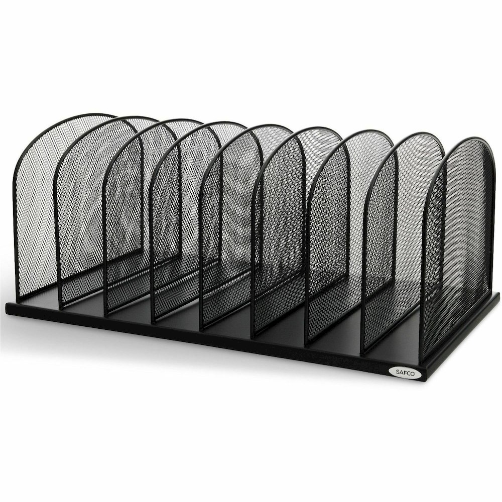 Safco Mesh Desk Organizers - 8 Compartment(s) - Compartment Size : 2" - 8.25" Height x 19.25" Width x 11.50" Depth - Desktop - Powder Coated - Black - Steel - 1 Each. Picture 10