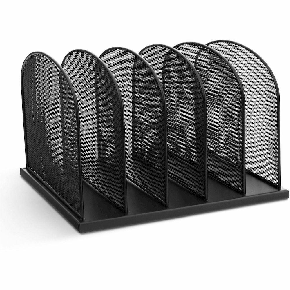 Safco Mesh Desk Organizers - 5 Compartment(s) - Compartment Size : 2" - 8.25" Height x 12.50" Width x 11.25" Depth - Desktop - Powder Coated - Black - Steel - 1 Each. Picture 12