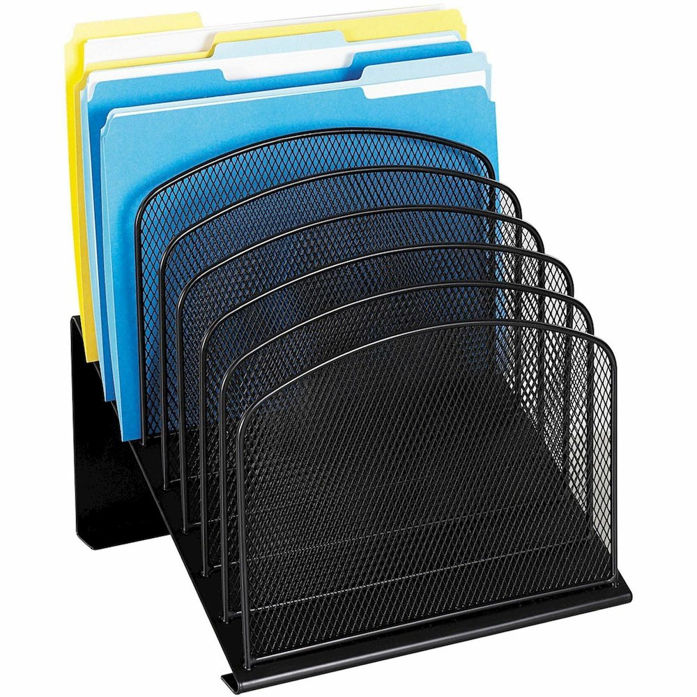 Safco Onyx Wire Mesh Desktop Organizer - 8 Compartment(s) - Compartment Size : 1" - 14" Height x 11.75" Width x 10.75" Depth - Desktop - Powder Coated - Black - Steel - 1 Each. Picture 15