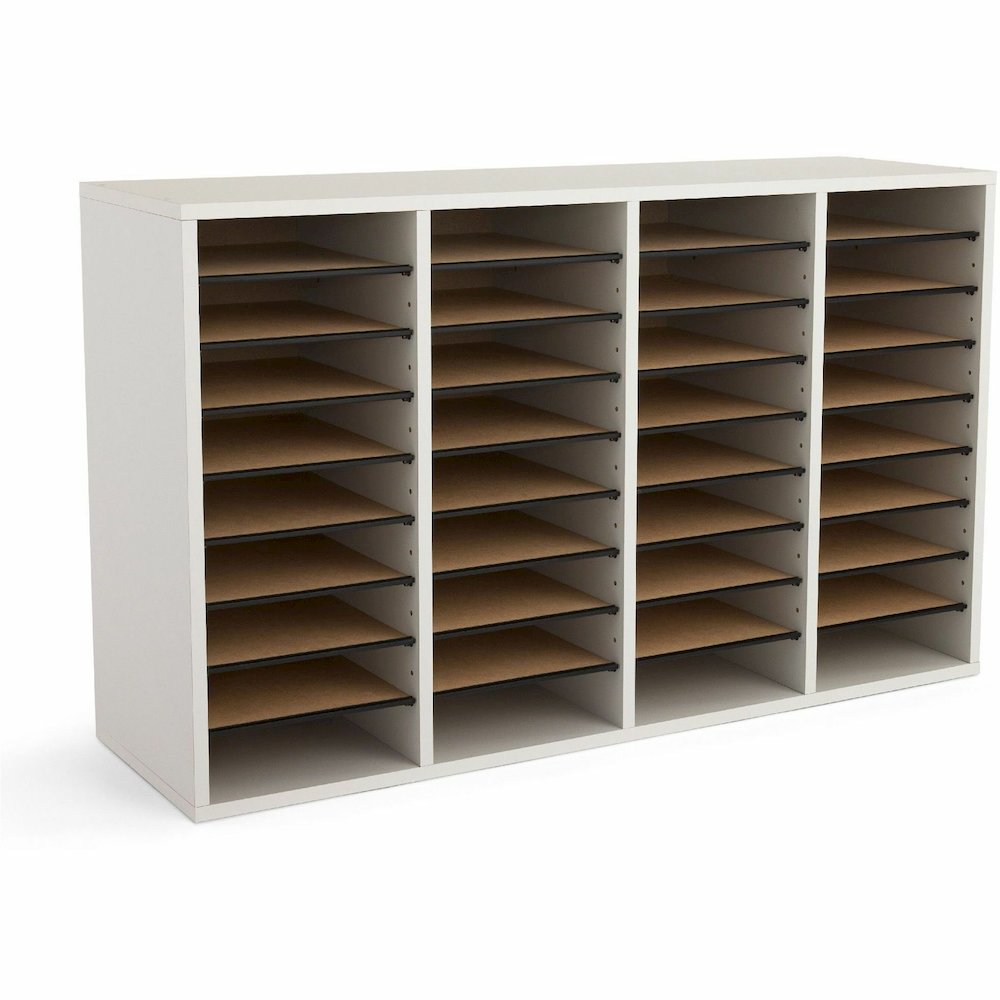 Safco Adjustable Shelves Literature Organizers - 36 Compartment(s) - Compartment Size : 2.50" x 9" x 11.50" - 24" Height x 39.38" Width x 11.75" Depth - Gray - Wood - 1 Each. Picture 4